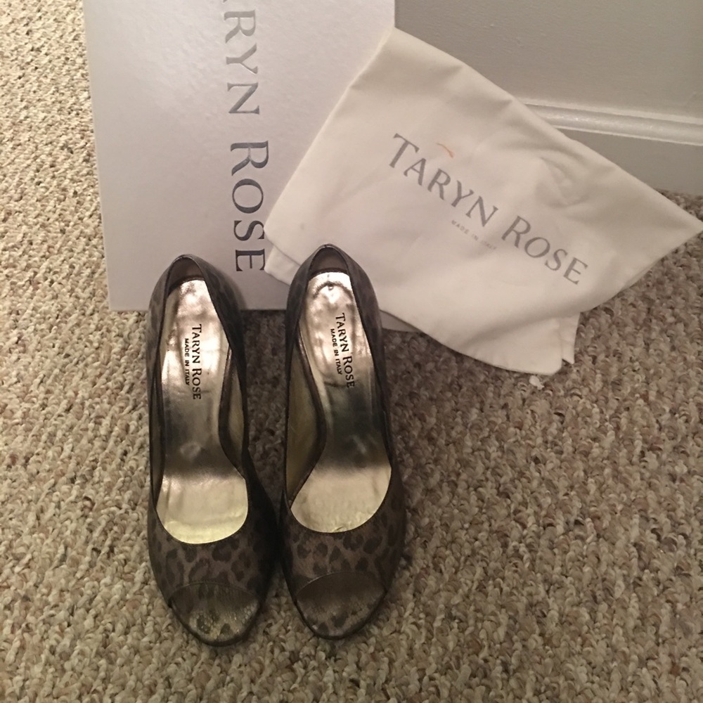 Taryn Rose Snakeskin Peep-toe Pumps